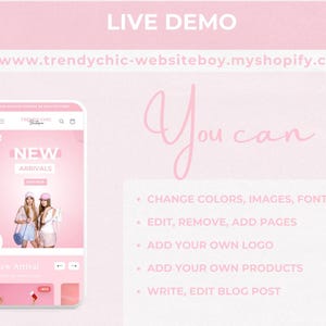 TrendyChic – Shopify-Website-Vorlage für Bekleidung | Rosa Boutique-Website, feminines und niedliches Design | Canva-Vorlagen | Shopify OS 2.0 Bild 12