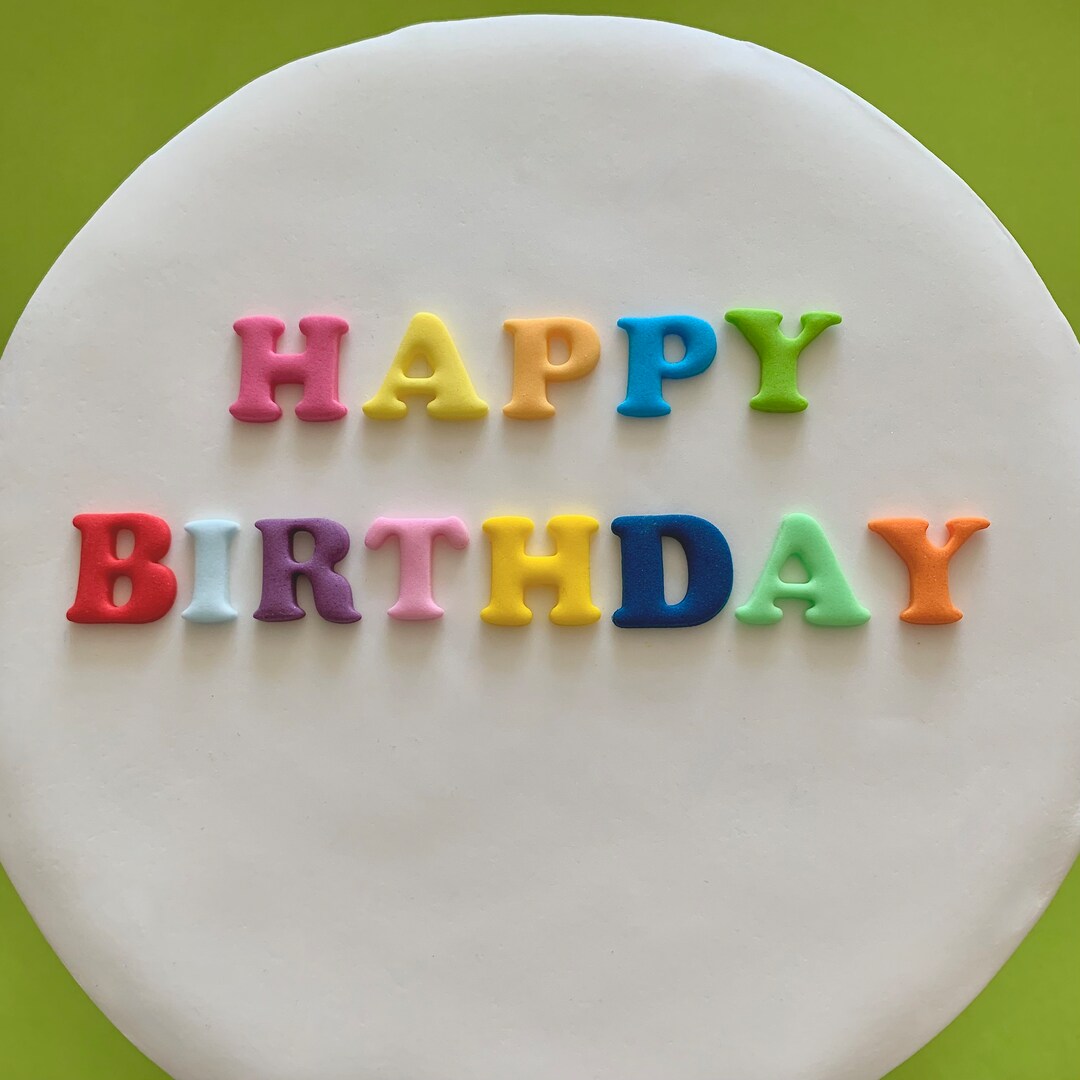 Edible Happy Birthday Sugar Paste Letters for Cakes Etsy UK