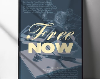 The Secret of Us Free Now Gracie Abrams Aesthetic Wall Art Digital Poster Aesthetic Room Decor Blue and Yellow Flowers Print