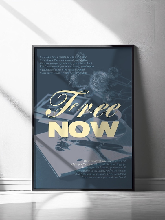 The Secret of Us Free Now Gracie Abrams Aesthetic Wall Art Digital Poster Aesthetic Room Decor Blue and Yellow Flowers Print