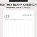 Monthly Calendar Landscape, Printable Calendar, Year Calendar ...