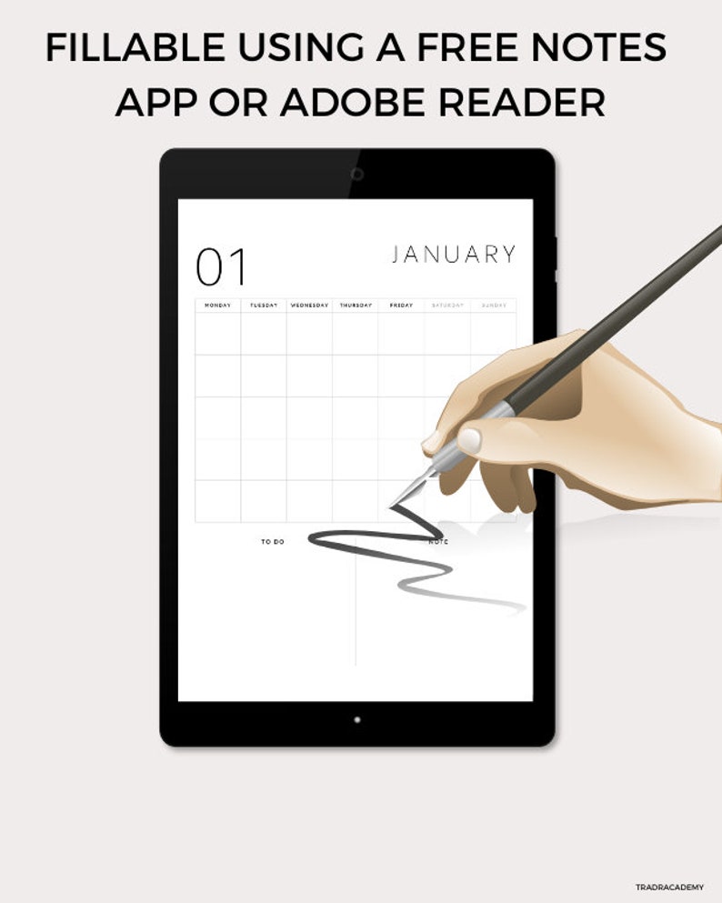 Monthly Calendar Landscape Printable Calendar Year Calendar - Etsy