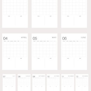 Monthly Calendar Landscape, Printable Calendar, Year Calendar ...