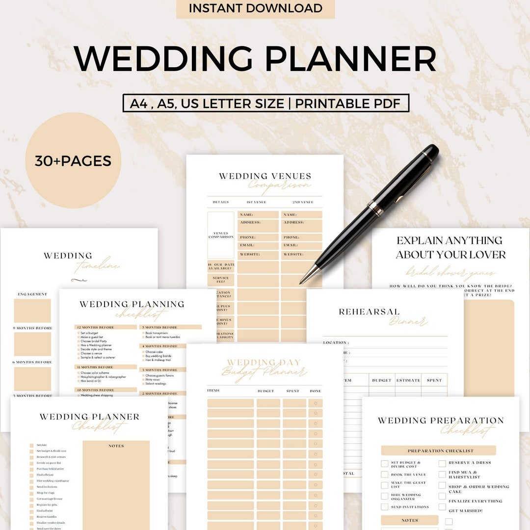 Wedding Planner Printable Printable Wedding Planner Pages - Etsy