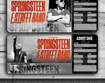 Printable Bruce Springsteen Ticket The E Street Band Tour | Concert Show Pass | Surprise Gift Reveal | Editable Personalized Download