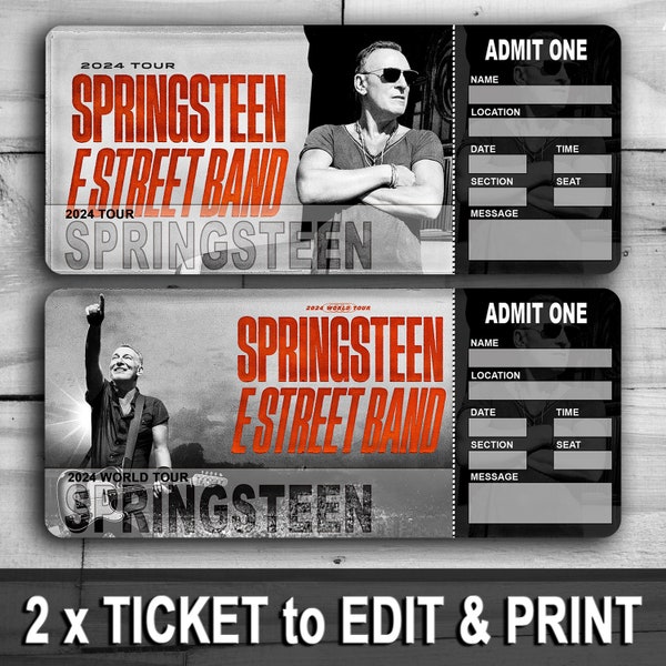 Druckbares Ticket für The E Street Band | Konzert Show Pass | Überraschungsgeschenk Reveal | Bearbeitbarer personalisierter Download