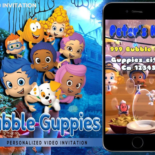 Bubble Guppies Birthday Party video invitation, Bubble Guppies Birthday Party, Bubble Guppies invite