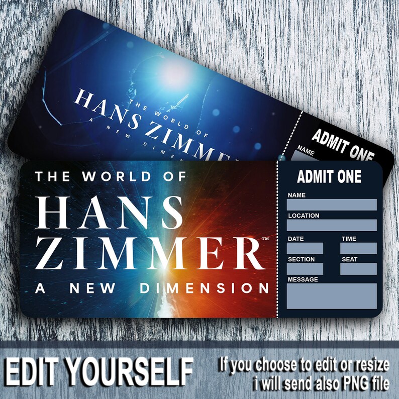 Hans Zimmer Souvenir Concert Ticket, Hans Zimmer Gifts, Hans Zimmer Surprise Concert Ticket