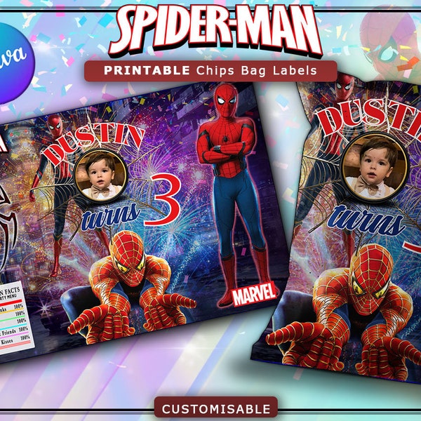 Spiderman Printables, Spiderman Party Favors, Spiderman Theme, Birthday Decor, Spiderman Water Bottle, Chip Bag, Rice Treat, Capri Sun Label