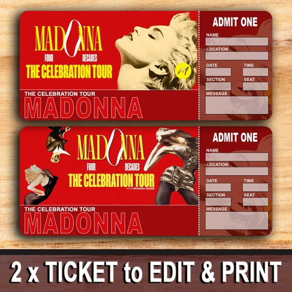 Madonna The Celebration Tour Ticket 2024, Madonna Concert Ticket 2024, PDF Instant Download File