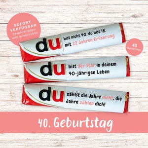 45 banderoli Duplo na 40. urodziny prezent last minute osobisty prezent do wydrukowania Duplo jako niespodzianka
