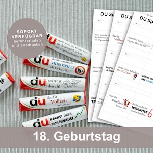 Download DU sayings - 18th birthday, messages as a gift, 27 banderoles suitable for Duplo, surprise