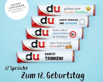 27 Duplo Banderolen zum 18 Geburtstag endlich 18 Last Minute Geschenk persönliches Geschenk zum ausdrucken Duplo als Überraschung