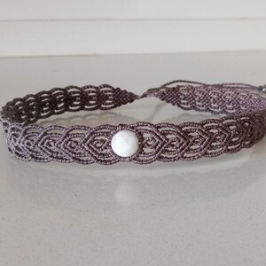 Beige Macrame Choker: Boho Moonstone Necklace