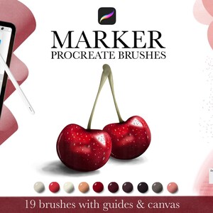 19 Realistic Marker Procreate Brushes – Ultimate Painting & Coloring Kit – Copic-Style Brush Set -  Realistic Strokes and Textures