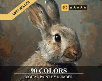 Coniglio – Accogliente libro da colorare con i numeri / Pagine da colorare digitali per adulti (stampabili + pronte per Procreate)