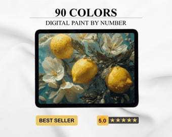 Lemons – Paint by Number | Digital Coloring Pages for Adults (Printable + Procreate Ready) Coloring Book