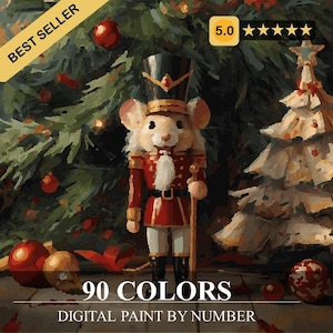 Myszka Dziadek do Orzechów – Maluj po Numerach | Cyfrowe Kolorowanki dla Dorosłych – Kolorowanka Świąteczna