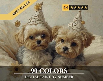 Terriers – Dibujos para colorear por números para adultos (imprimibles y compatibles con Procreate)