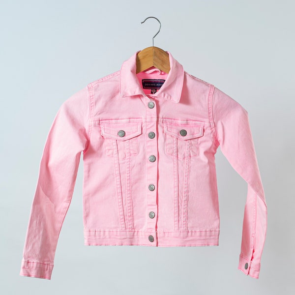 Buy Pink Denim Jacket Etsy