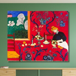 L&#39;armonia del dessert in rosso Canvas Wall Art Design / Henri Matisse Stampa, Poster Decor per casa e ufficio I POSTER o TELA PRONTA per essere appesa