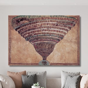 Dante e la Divina Commedia Mappa dell'Inferno Tela Arte da Parete Design /Poster Stampa Decorazione per Casa e Ufficio I POSTER o TELA PRONTA da Appendere