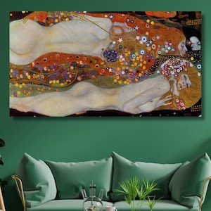 Water Serpents II by Gustav Klimt Canvas Wall Art Design,Art Nouveau Poster Print Decor for Home Office, Poster or CANVAS READY to Hang