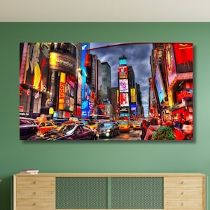 Manhattan Times Square Print, New York Canvas Wall Art Design for Home & Office Decor I POSTER or CANVAS READY to Hang