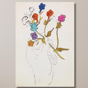 Hand and Flowers by Andy Warhol Canvas Poster,  Wall Art Design, Pop Art Decor for Home & Office , POSTER or CANVAS READY to Hang