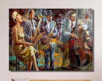 Abstract Jazz Music Group Canvas Wall Art Design | Poster Print Décor for Home & Office Decoration | POSTER or CANVAS READY to Hang