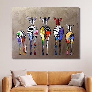 Banksy Zebra Art, Colorful Zebra Wall Art, Abstract Oil Painting on Canvas, Animals Prints, Zebra Abstract Canvas, Colorful Animal Wall Art