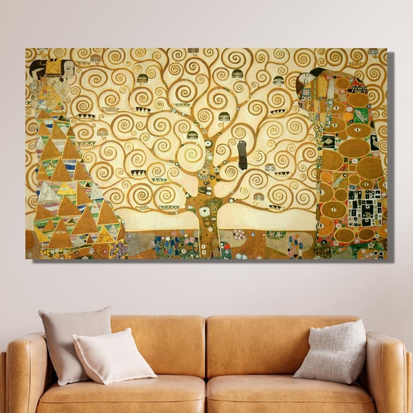 Der Baum des Lebens von Gustav Klimt Leinwand Wandkunst Design,Jugendstil Poster Druck Dekor für Home Office,POSTER oder LEINWAND READY to Hang