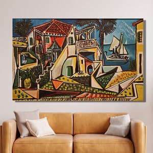Mediterranean Landscape by Pablo Picasso Canvas Wall Art | Poster Print Decor for Home & Office Decoration I POSTER or CANVAS READY to Hang