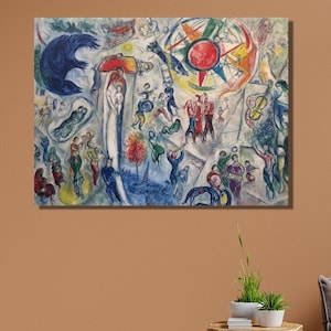 La Vie van Marc Chagall canvas poster, kleurrijk en surrealistisch schilderij, print Wall Art Design, decor voor thuiskantoor CANVAS KLAAR om op te hangen