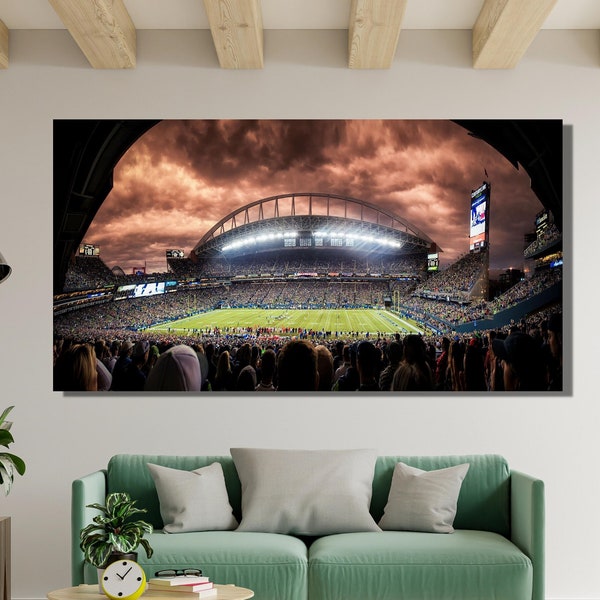 Lumen Field Poster, Seattle Seahawks' Home Canvas Wall Art Design, American Football Print Decor for Home,Office,POSTER CANVAS READY to Hang