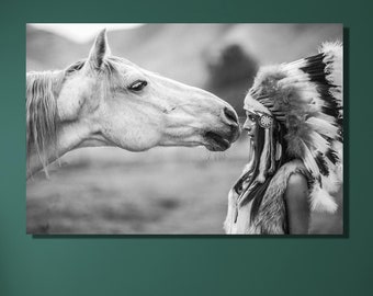 American Indian Print,Native Indian Woman Poster Canvas Wall Art Design,Poster,Print, Decor For Home & Office,Poster Or Canvas Ready To Hang