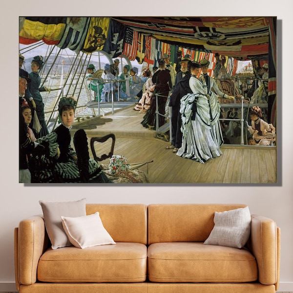 The Ball on Shipboard by James Tissot Canvas Wall Art Design | Poster Print for Home & Office Decoration | POSTER or CANVAS READY to Hang