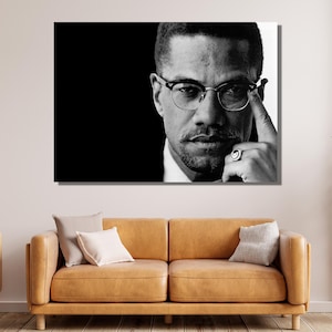 Malcolm X Canvas Wall Art Design |  Human Rights Activist Poster Print Decor for Home & Office Decoration I POSTER or CANVAS READY to Hang
