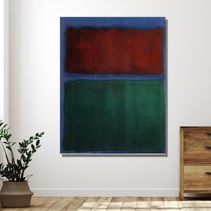 Riproduzione su tela di Mark Rothko, decorazione da parete con stampa verde terra, blu e marrone per casa e ufficio. POSTER o TELA PRONTI da appendere.