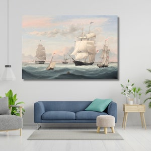 New York Harbor by Fitz Henry Lane Canvas Wall Art Design | New York Harbor Poster  Decor for Home & Office I POSTER or CANVAS READY to Hang