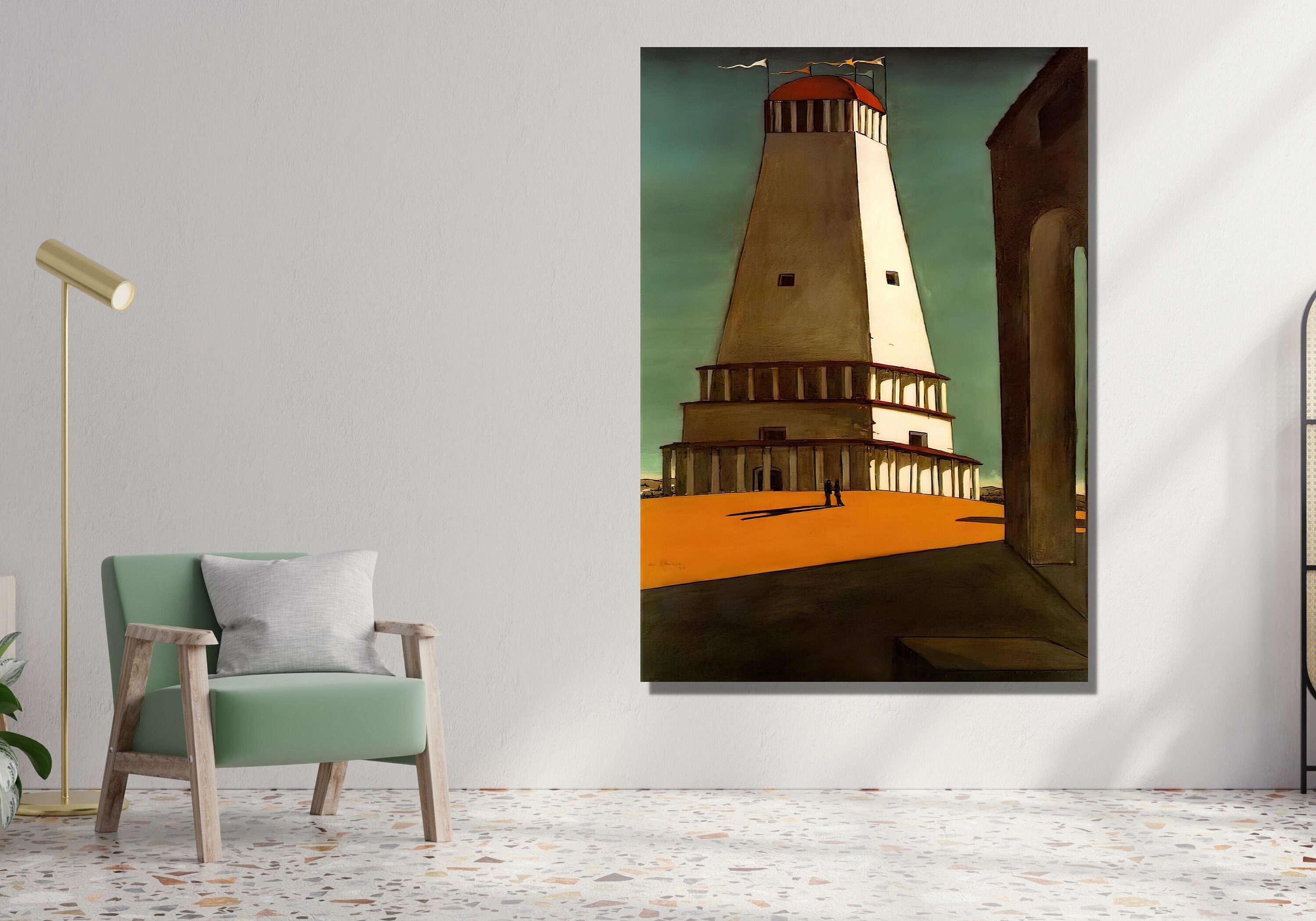 The Nostalgia of the Infinite by Giorgio De Chirico Canvas Wall Art, Poster,Print Decor for Home Office Decoration, CANVAS READY to Hang