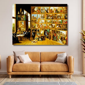 David Teniers the Younger Canvas Wall Art,The Gallery of Archduke Leopold in Brussels,Reproduction Print,Design,Home Decor,READY to Hang