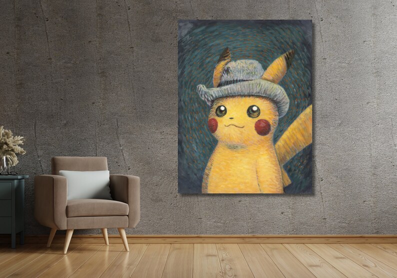Van Gogh's Pikachu Canvas Art Print, Aesthetic Wall Art Desing, Poster for Home,office Decor ...