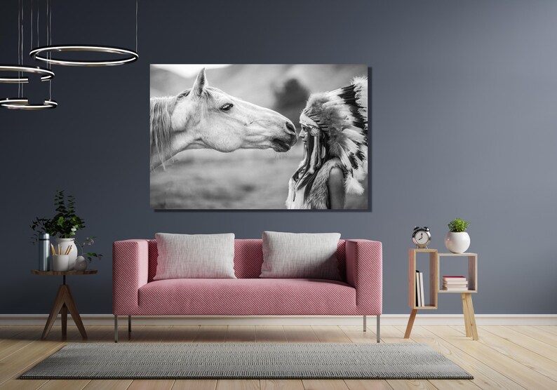 American Indian Print,native Indian Woman Poster Canvas Wall Art Design