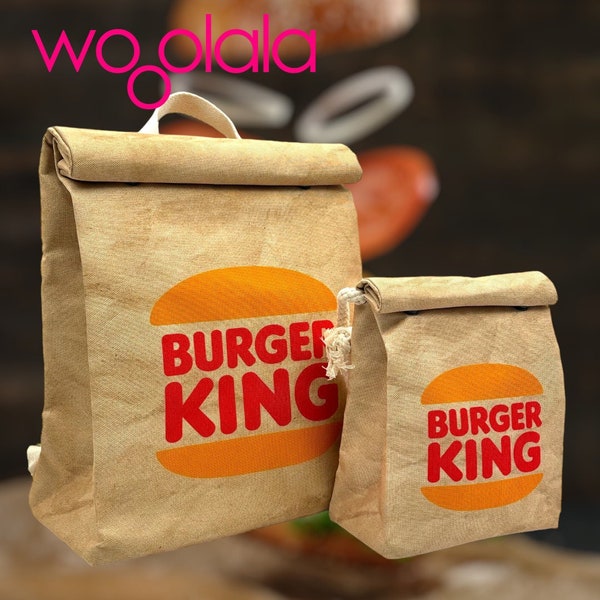 Quirky Burger King Fastfood Backpack and Sling Crossbody Bag for Man , Woman, Kids - Water Resistant 100% Recycled Polyester