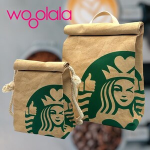 Quirky STARBUCKS SMILEBUCKS COFFEE Backpack and Sling Crossbody Bag for Man Woman Kids Water Resistant 100 Recycled Polyester