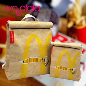 Quirky McDonald&#39;s MCD Fast Food Backpack and Sling Crossbody Bag for Man , Woman, Kids - Water Resistant 100% Recycled Polyester