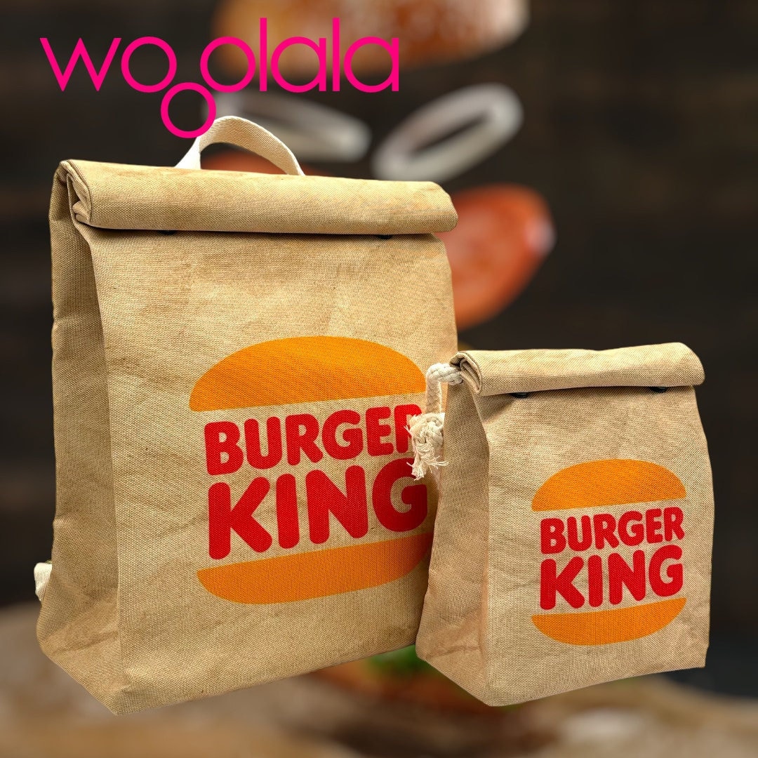 Quirky Burger King Fastfood Backpack and Sling Crossbody Bag for Man