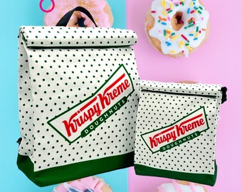 Quirky KRISPY KREME DOUGHNUT Backpack and Sling Crossbody Bag for Man , Woman, Kids - Water Resistant 100% Recycled Polyester