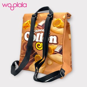 Quirky Collon Chocolate Biscuit Roll Backpack and Sling Crossbody Bag for Man , Woman, Kids Water Resistant 100% Recycled Polyester image 5